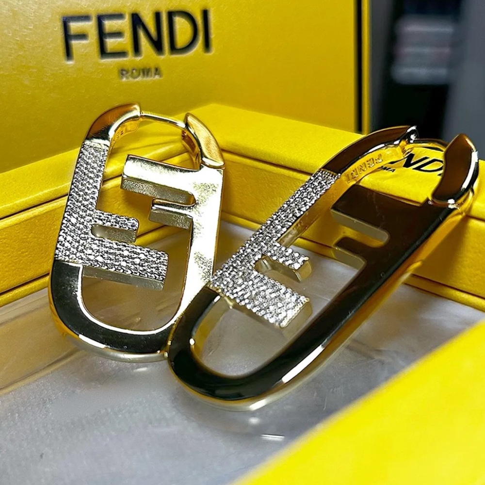 Authentic Fendi Large O’Lock Crystal Earrings - Picture 4 of 12